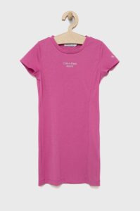 Dívčí šaty Calvin Klein Jeans růžová