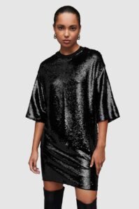 Šaty AllSaints Opal černá barva