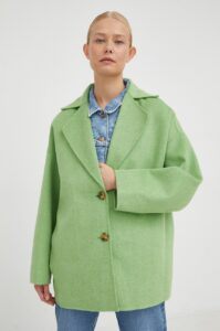 Vlněný kabát American Vintage zelená
