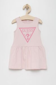 Dětské bavlněné šaty Guess růžová
