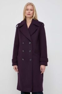 Kabát s příměsí vlny Morgan fialová