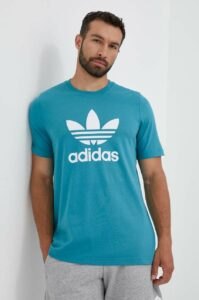 Bavlněné tričko adidas Originals tyrkysová