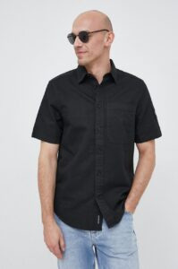 Košile s příměsí lnu Calvin Klein Jeans černá