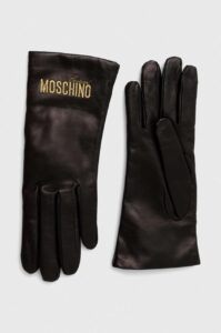 Kožené rukavice Moschino dámské