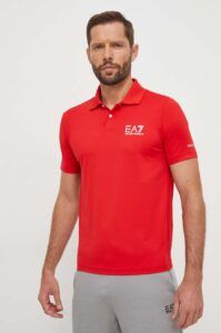 Polo tričko EA7 Emporio Armani červená