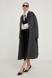 Vlněný kabát Answear Lab šedá