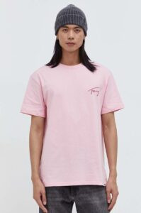 Bavlněné tričko Tommy Jeans růžová