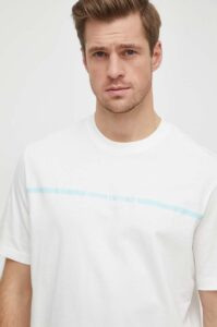 Bavlněné tričko Armani Exchange béžová barva