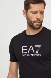 Bavlněné tričko EA7 Emporio Armani černá
