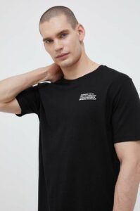 Bavlněné tričko Fila černá barva