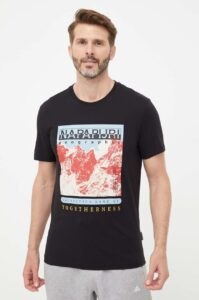 Bavlněné tričko Napapijri černá barva