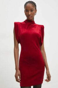 Velurové šaty Answear Lab červená