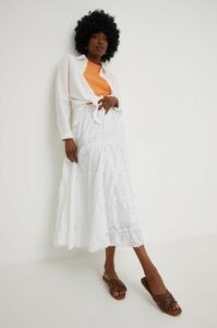 Bavlněná sukně Answear Lab bílá