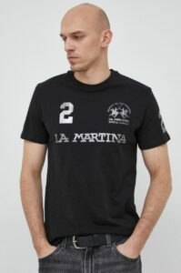 Bavlněné tričko La Martina černá