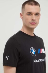 Bavlněné tričko Puma x BMW černá