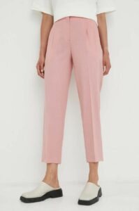 Vlněné kalhoty PS Paul Smith růžová barva