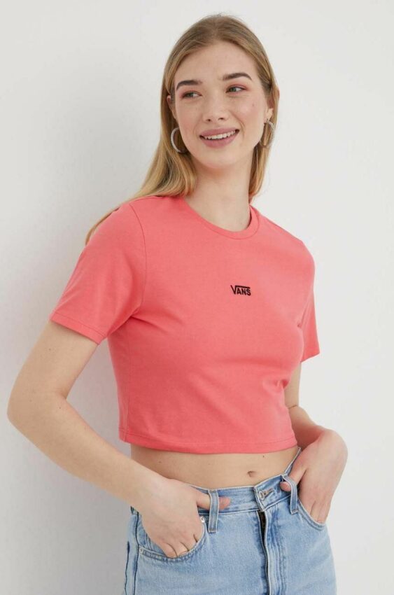 Bavlněné tričko Vans růžová