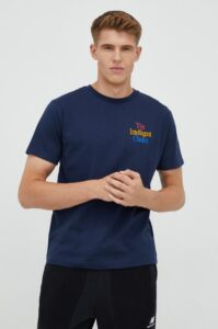 Bavlněné tričko New Balance tmavomodrá