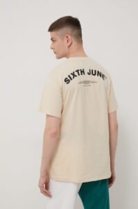 Bavlněné tričko Sixth June béžová