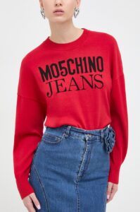 Bavlněný svetr Moschino Jeans červená