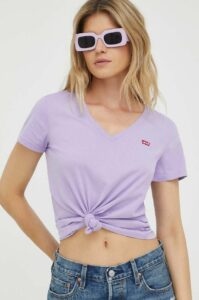 Bavlněné tričko Levi's fialová