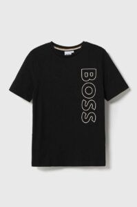 Dětské bavlněné tričko BOSS černá