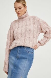 Vlněný svetr Answear Lab růžová