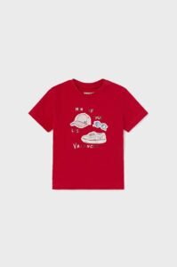 Bavlněné dětské tričko Mayoral červená