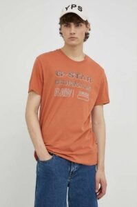 Bavlněné tričko G-Star Raw oranžová