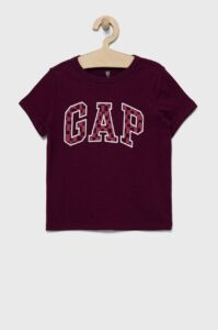 Dětské bavlněné tričko GAP fialová