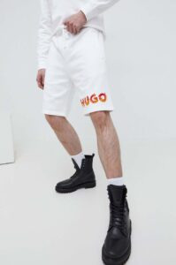 Bavlněné šortky HUGO bílá