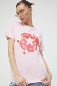 Bavlněné tričko Converse růžová