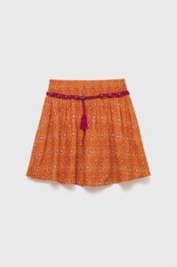 Dětská sukně Sisley oranžová barva