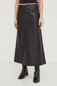 Kožená sukně Gestuz černá barva