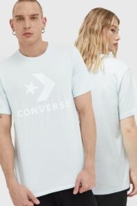 Bavlněné tričko Converse tyrkysová barva