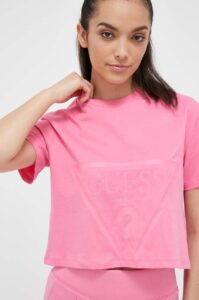 Bavlněné tričko Guess ADELE růžová