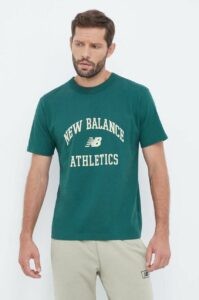 Bavlněné tričko New Balance zelená
