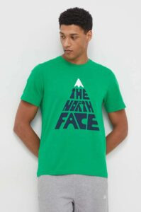 Bavlněné tričko The North Face zelená