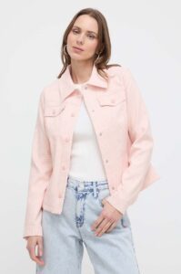 Košilová bunda Guess růžová barva
