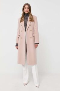 Vlněný kabát Pinko béžová barva