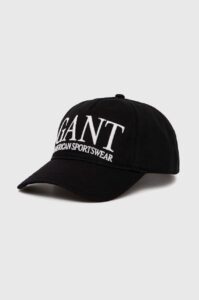 Bavlněná baseballová čepice Gant černá