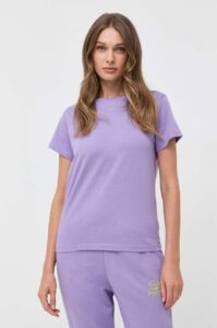 Bavlněné tričko Pinko fialová