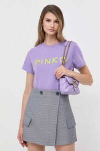 Bavlněné tričko Pinko fialová