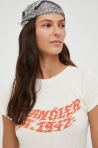 Bavlněné tričko Wrangler béžová