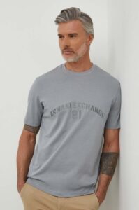 Bavlněné tričko Armani Exchange šedá barva