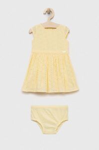 Dětské bavlněné šaty Guess žlutá