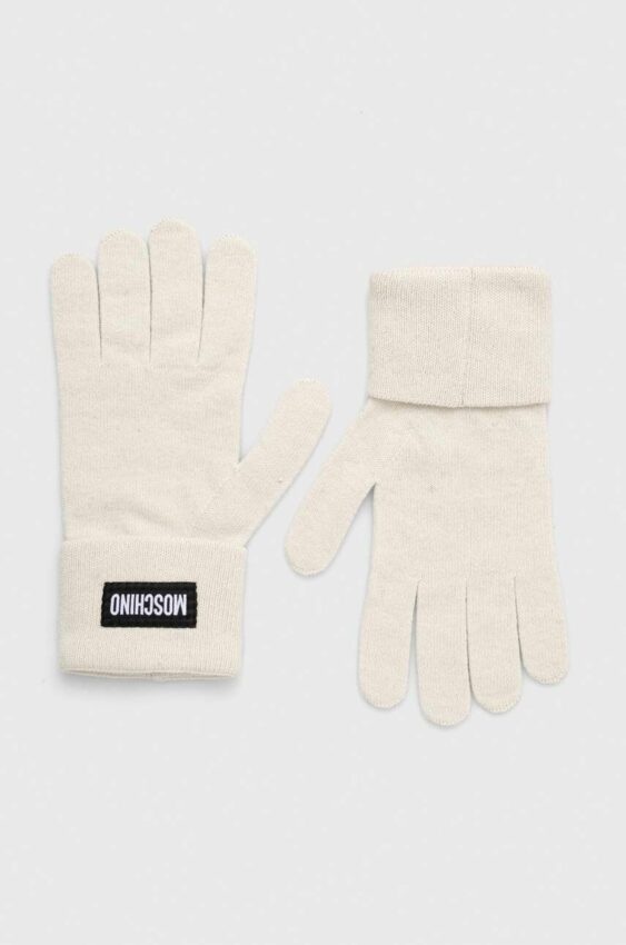Kašmírové rukavice Moschino béžová