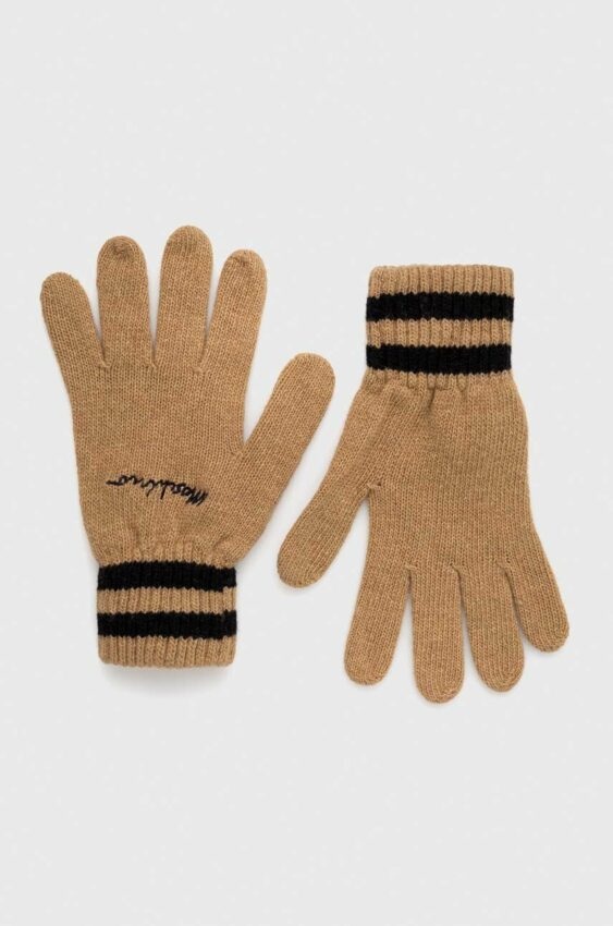 Vlněné rukavice Moschino béžová