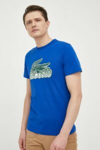 Bavlněné tričko Lacoste tmavomodrá barva