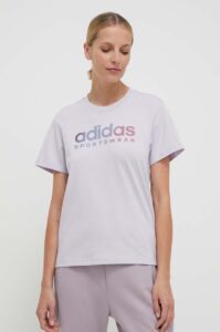 Bavlněné tričko adidas fialová